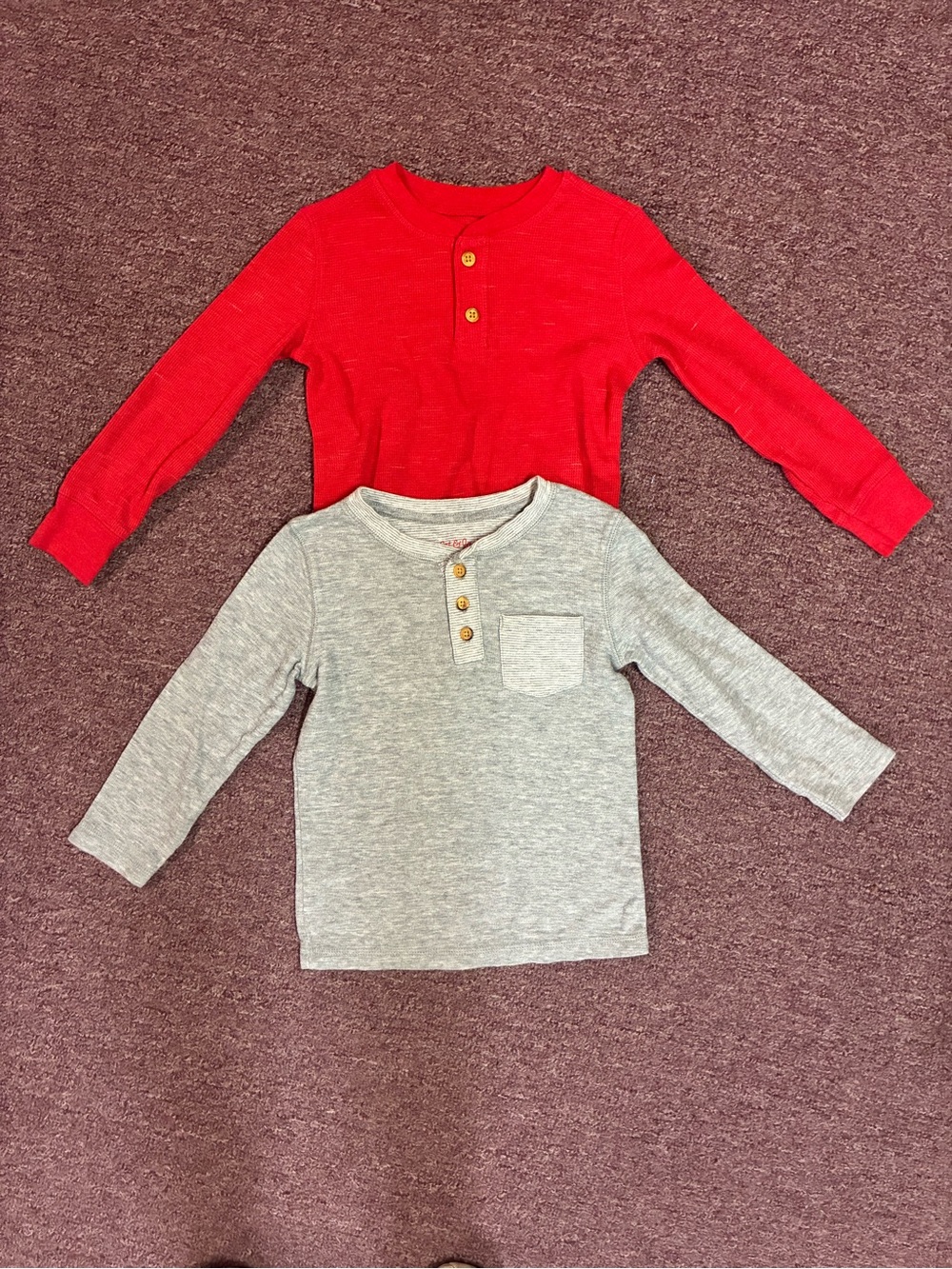 jumping beans Two-Pack Long-Sleeve Henley Tees in Red & Light Gray